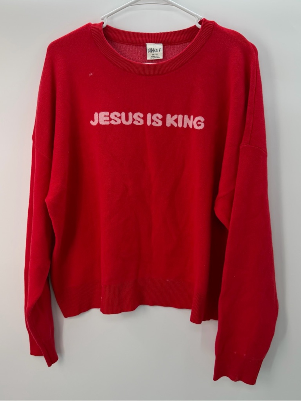 Nikka K “Jesus Is King” Red Knit Sweater 🙏❤️
